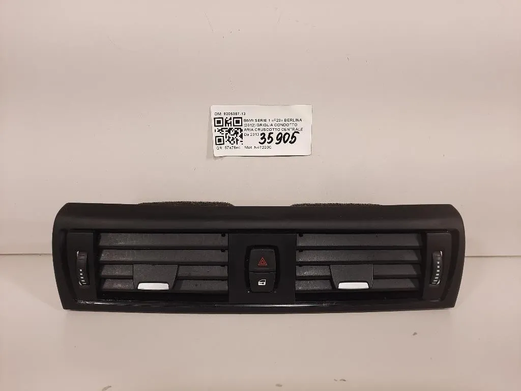 Griglia Condotto ARIA Cruscotto Centrale 9205357-13 Bmw Serie 1 F20 Berlina 2012