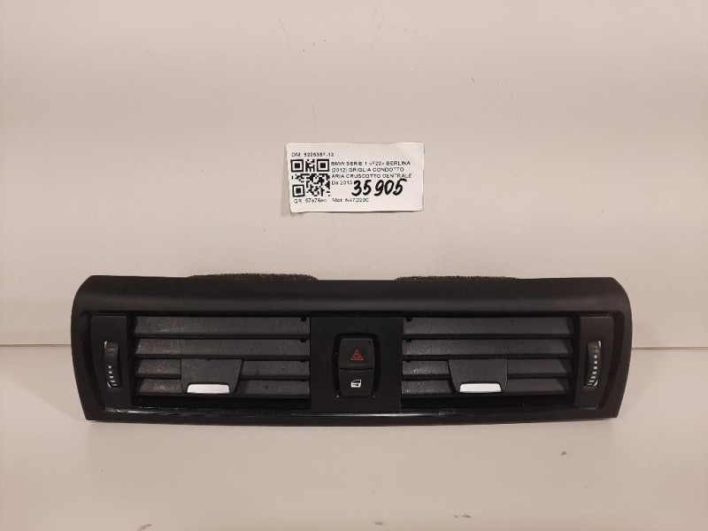 Griglia Condotto ARIA Cruscotto Centrale 9205357-13 Bmw Serie 1 F20 Berlina 2012