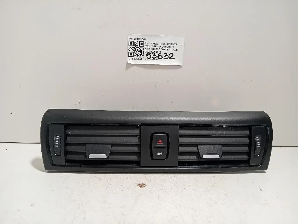 Griglia Condotto ARIA Cruscotto Centrale 9205357-11 Bmw Serie 1 F20 Berlina 2012