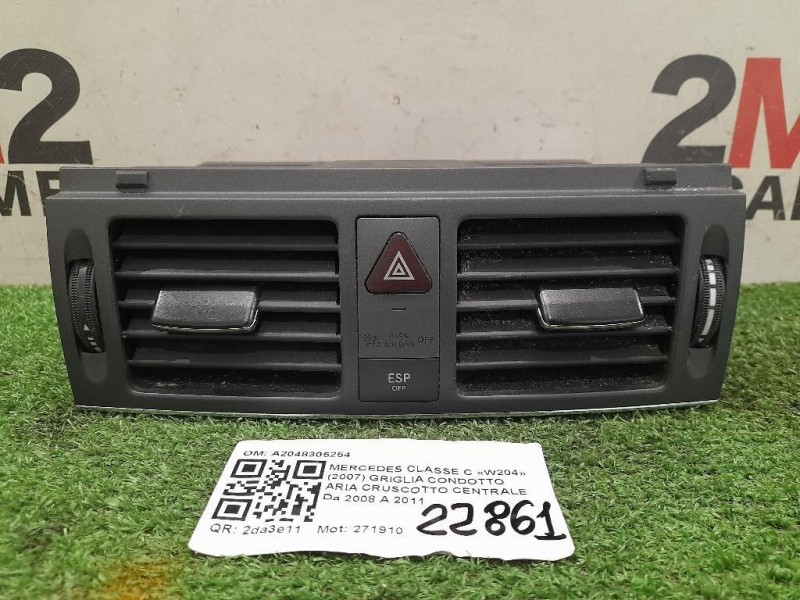 Griglia Condotto ARIA Cruscotto Centrale A2048305254 Mercedes Classe C W204 2007