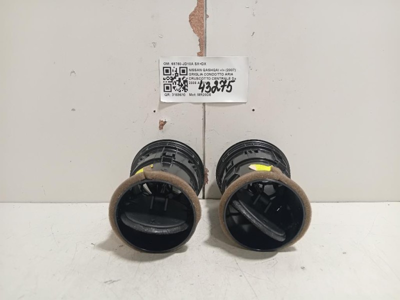 Griglia Condotto ARIA Cruscotto Centrale 68760-JD10A SX+DX Nissan Qashqai I 2007