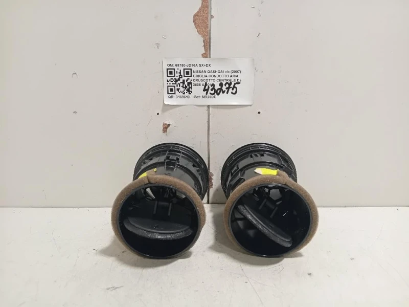 Griglia Condotto ARIA Cruscotto Centrale 68760-JD10A SX+DX Nissan Qashqai I 2007