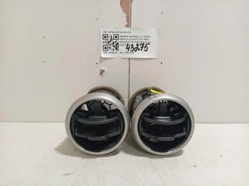 Griglia Condotto ARIA Cruscotto Centrale 68760-JD10A SX+DX Nissan Qashqai I 2007