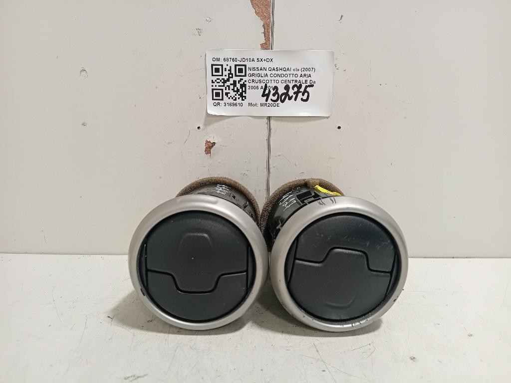 Griglia Condotto ARIA Cruscotto Centrale 68760-JD10A SX+DX Nissan Qashqai I 2007