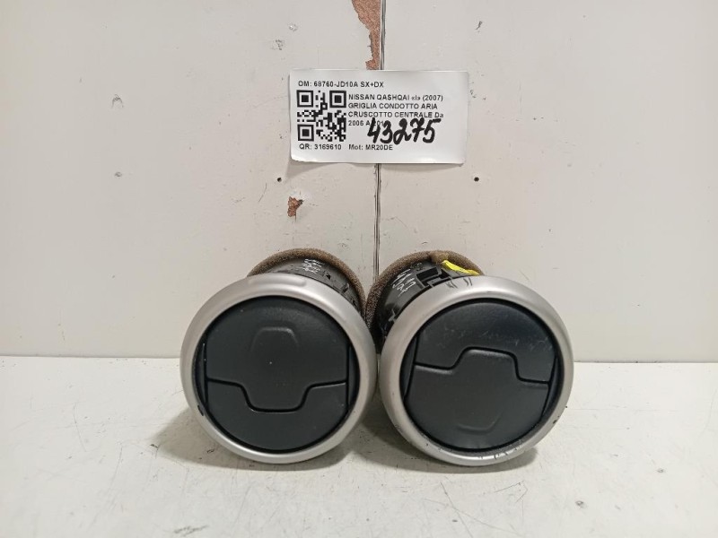 Griglia Condotto ARIA Cruscotto Centrale 68760-JD10A SX+DX Nissan Qashqai I 2007