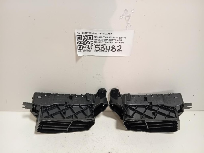 Griglia Condotto ARIA Cruscotto Centrale 0022760900227610 DX+SX Renault Captur I 2017