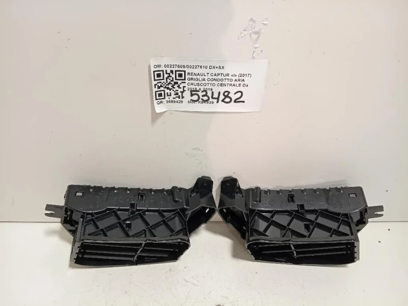 Griglia Condotto ARIA Cruscotto Centrale 0022760900227610 DX+SX Renault Captur I 2017