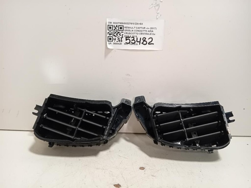 Griglia Condotto ARIA Cruscotto Centrale 0022760900227610 DX+SX Renault Captur I 2017