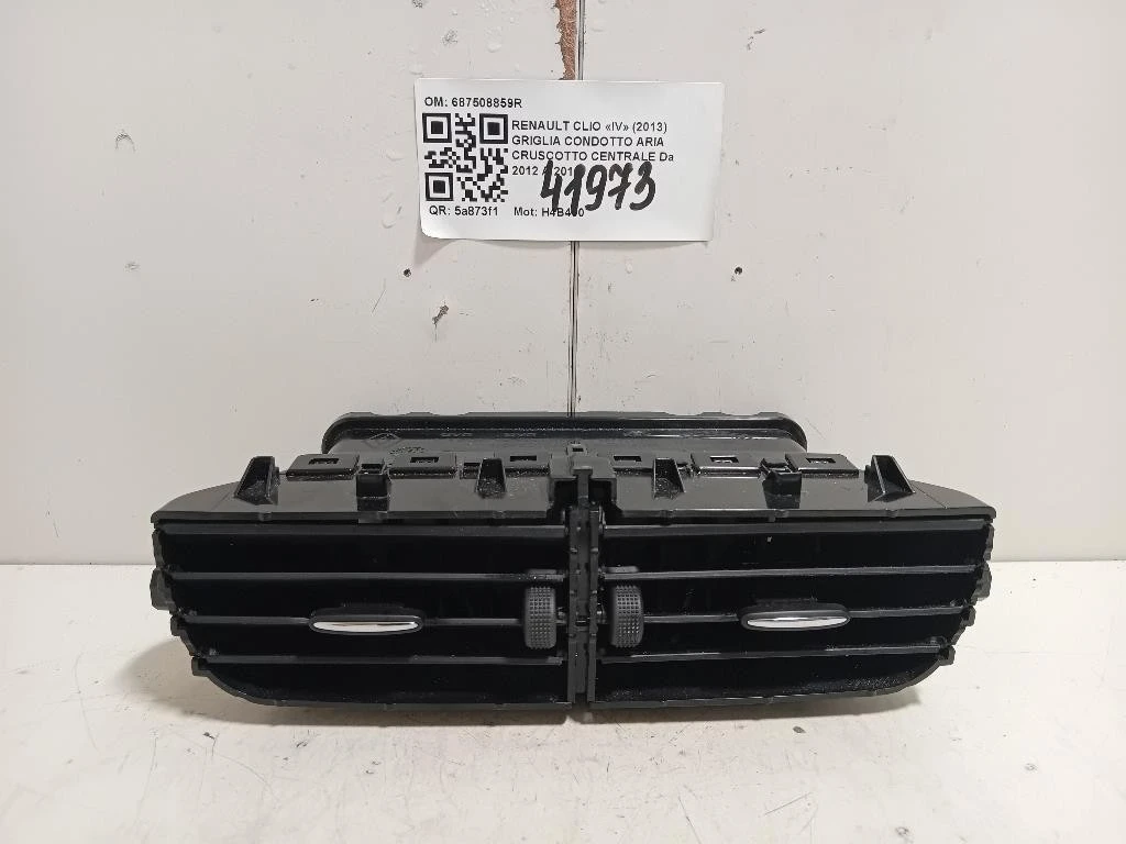 Griglia Condotto ARIA Cruscotto Centrale 687508859R Renault CLIO IV 2013