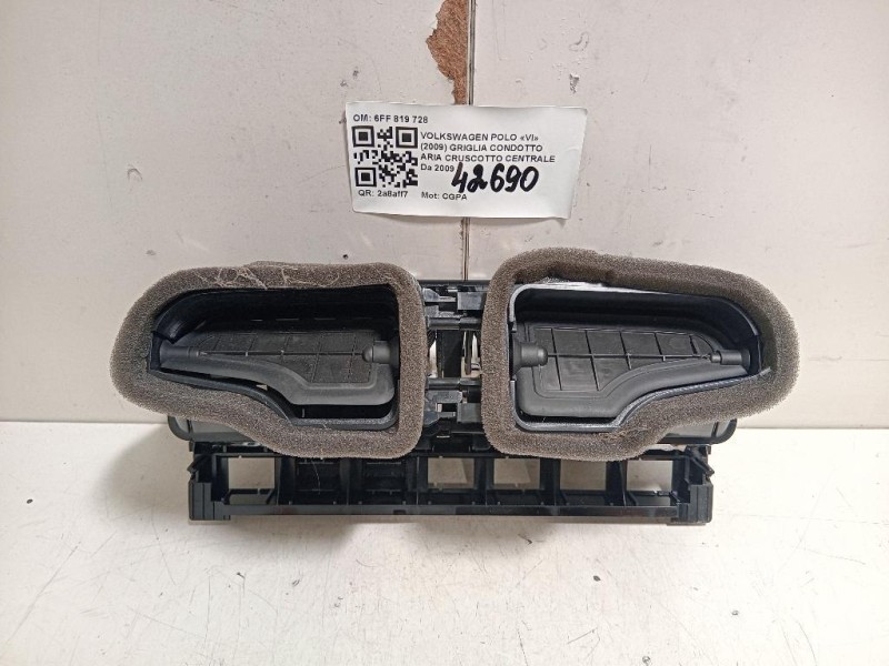 Griglia Condotto ARIA Cruscotto Centrale 6FF 819 728 Volkswagen POLO VI 2009