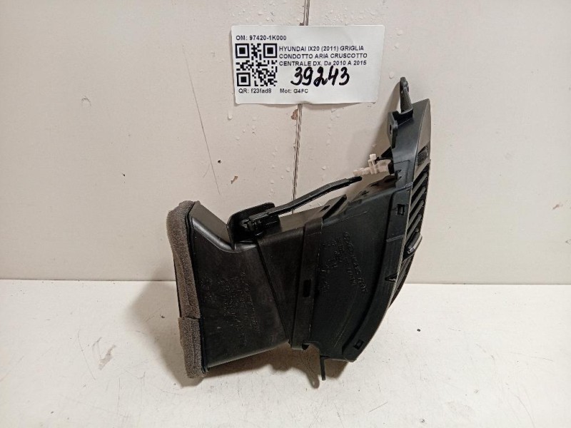 Griglia Condotto ARIA Cruscotto Centrale DX 97420-1K000 Hyundai IX20 2011