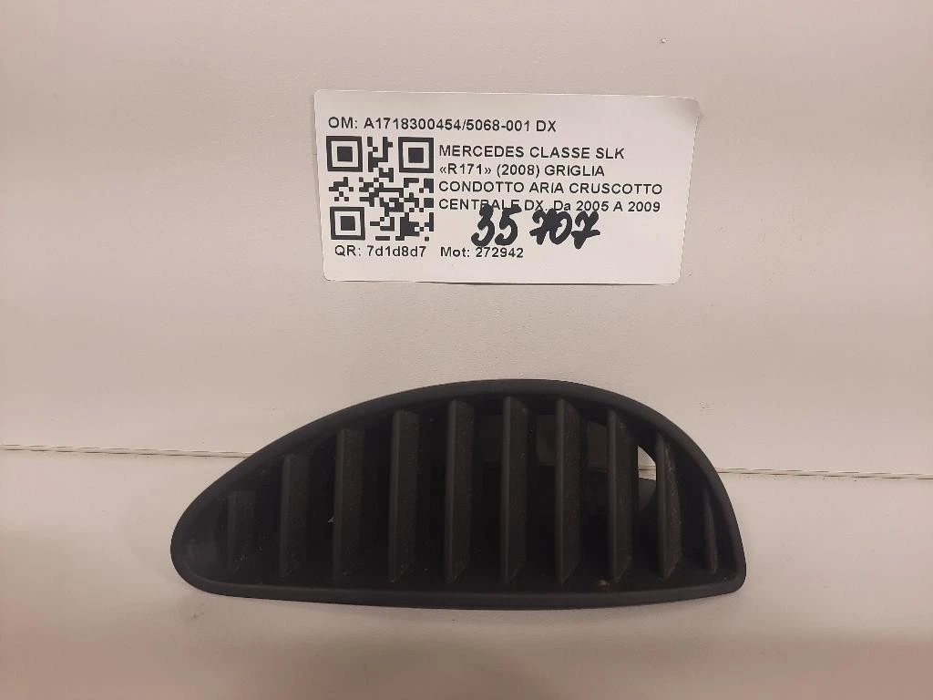 Griglia Condotto ARIA Cruscotto Centrale DX A17183004545068-001 DX Mercedes Classe SLK R171 2008