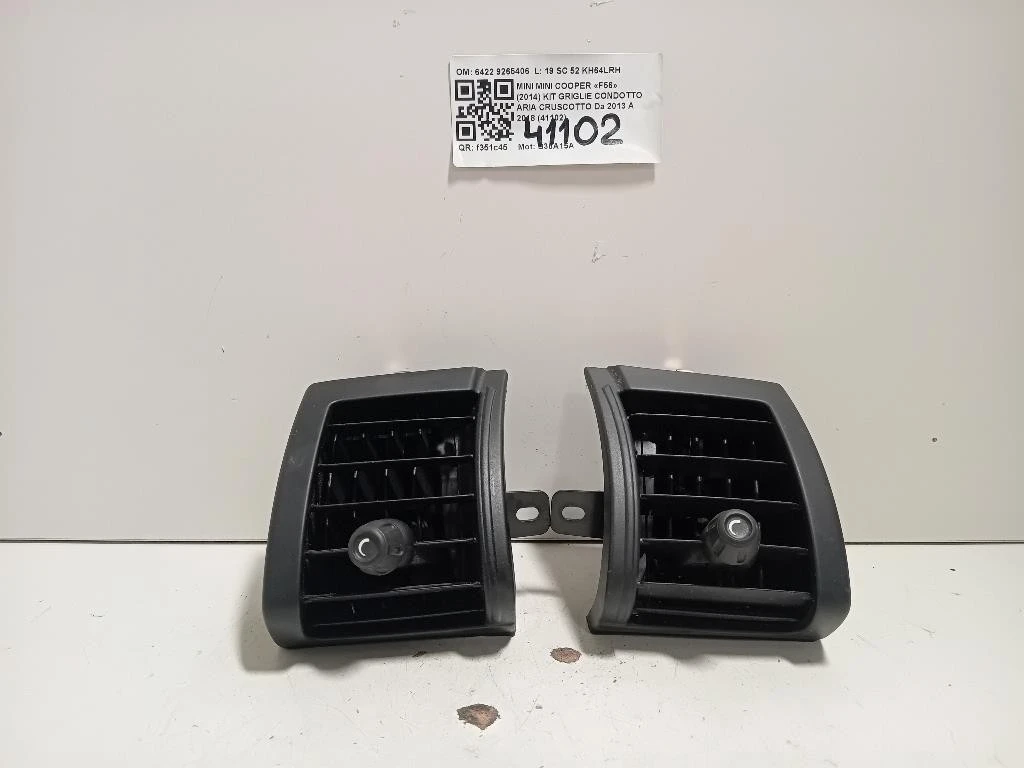 Griglia Condotto ARIA Cruscotto Centrale DX 6422 9265406 Mini MINI Cooper F56 2014