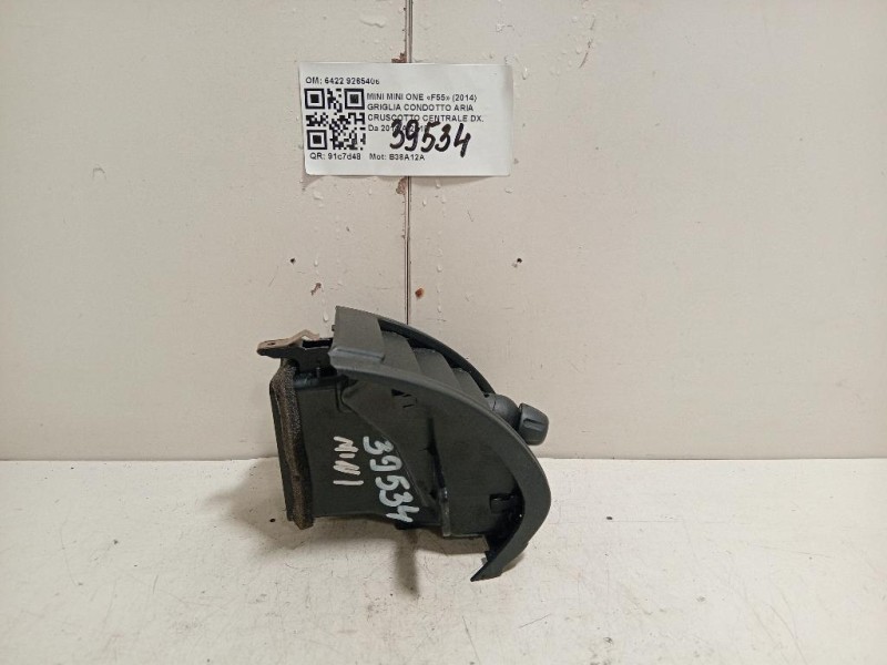 Griglia Condotto ARIA Cruscotto Centrale DX 6422 9265406 Mini MINI ONE F55 2014