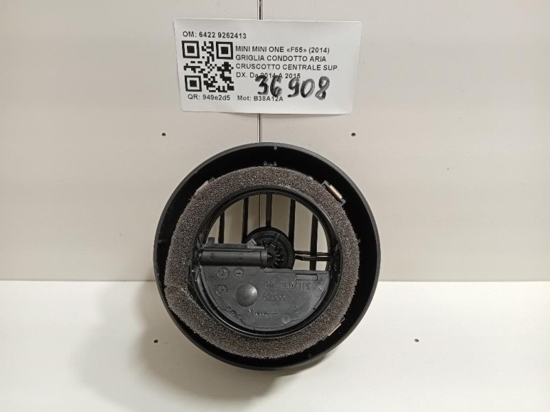 Griglia Condotto ARIA Cruscotto Centrale SUP DX 6422 9262413 Mini MINI ONE F55 2014