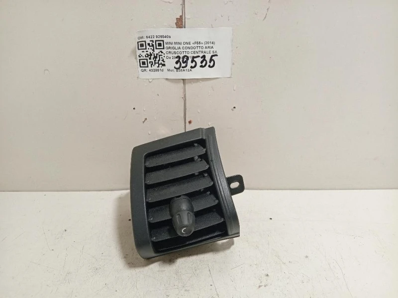 Griglia Condotto ARIA Cruscotto Centrale SX 6422 9265405 Mini MINI ONE F55 2014