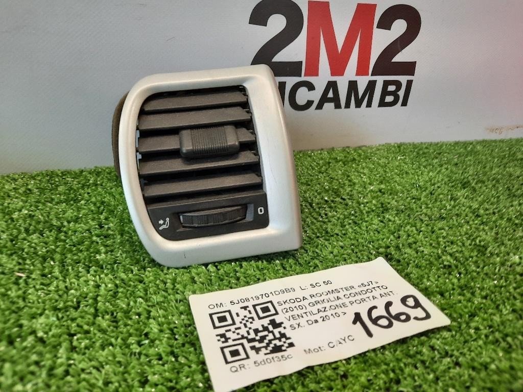 Griglia Condotto Ventilazione Porta ANT SX 5J0819701D9B9 Skoda Roomster 5J7 2010