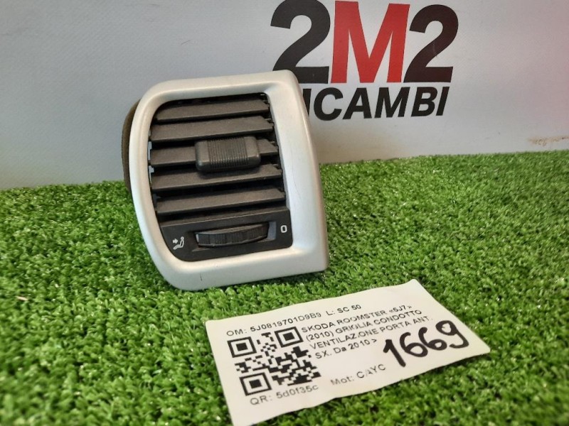 Griglia Condotto Ventilazione Porta ANT SX 5J0819701D9B9 Skoda Roomster 5J7 2010
