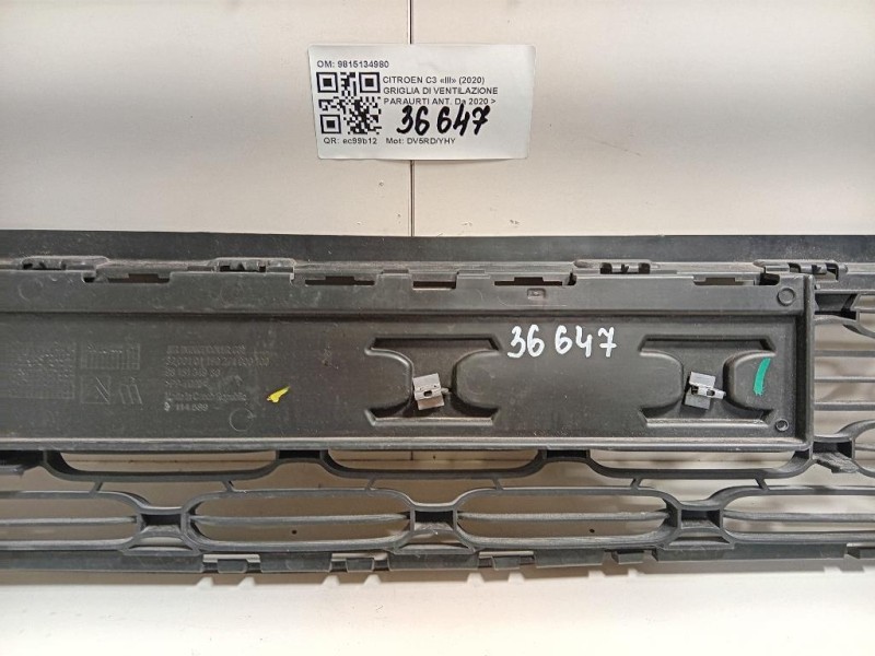 Griglia DI Ventilazione Paraurti ANT 9815134980 Citroen C3 III 2020