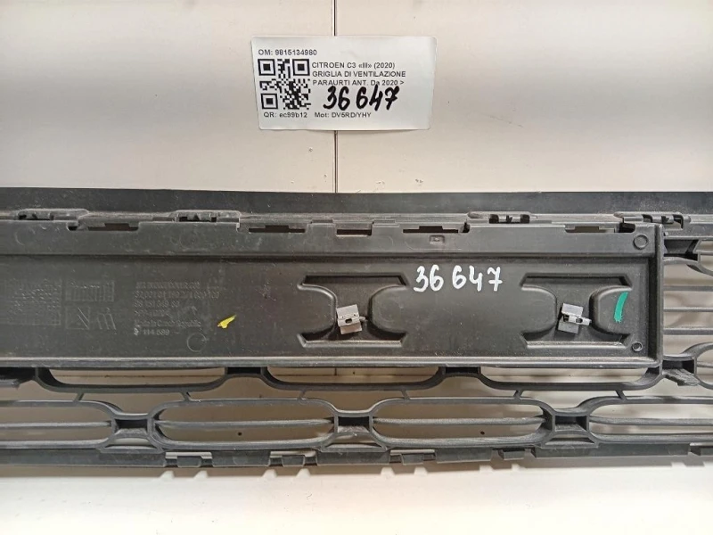 Griglia DI Ventilazione Paraurti ANT 9815134980 Citroen C3 III 2020