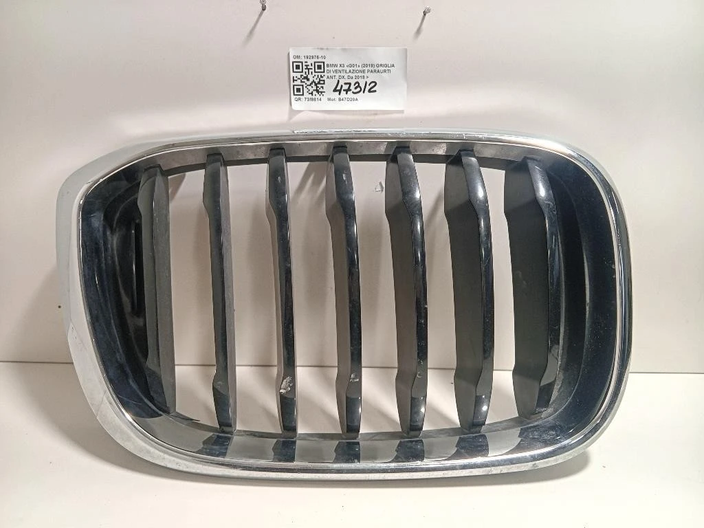 Griglia DI Ventilazione Paraurti ANT DX 192976-10 Bmw X3 G01 2018