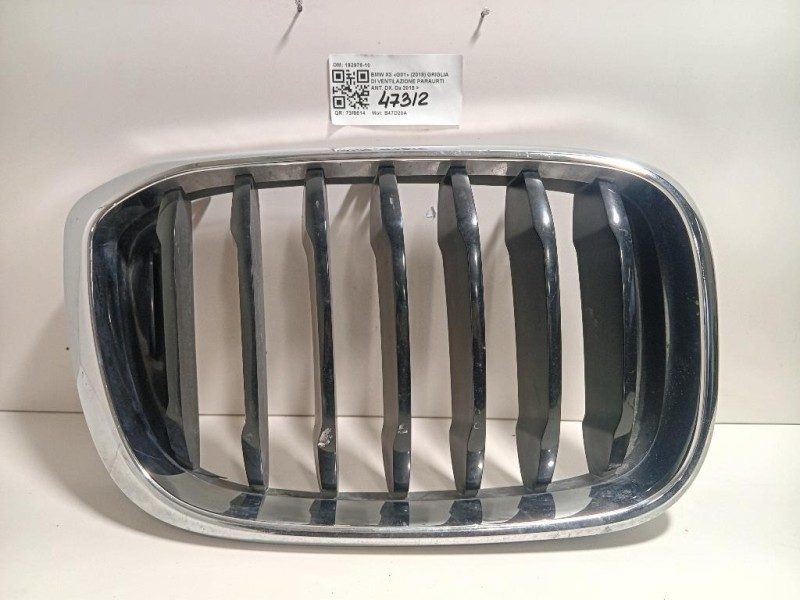 Griglia DI Ventilazione Paraurti ANT DX 192976-10 Bmw X3 G01 2018