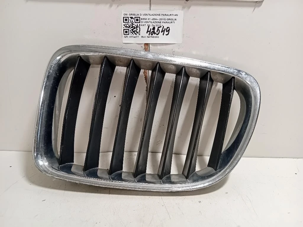 Griglia DI Ventilazione Paraurti ANT SX 51117303755 Bmw X1 E84 2010