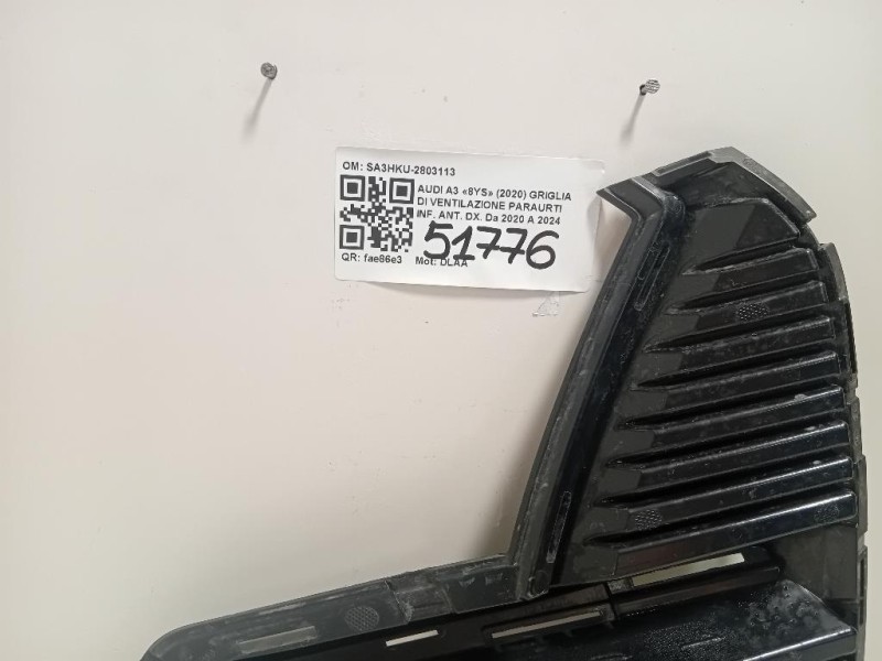 Griglia DI Ventilazione Paraurti INF ANT DX SA3HKU-2803113 Audi A3 8YS 2020
