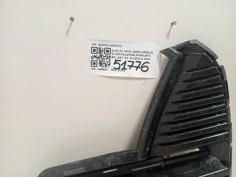 Griglia DI Ventilazione Paraurti INF ANT DX SA3HKU-2803113 Audi A3 8YS 2020