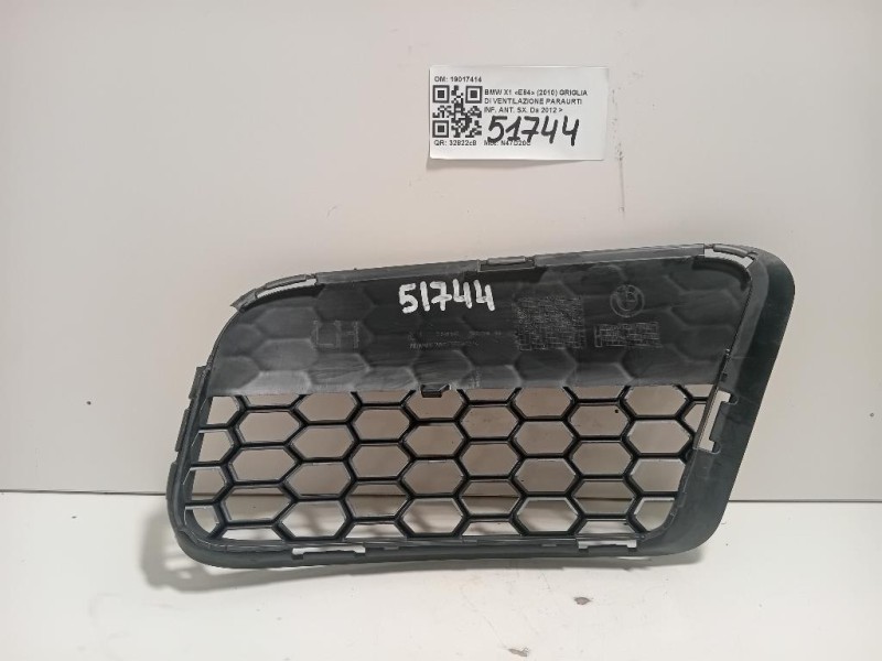 Griglia DI Ventilazione Paraurti INF ANT SX 19017414 Bmw X1 E84 2010