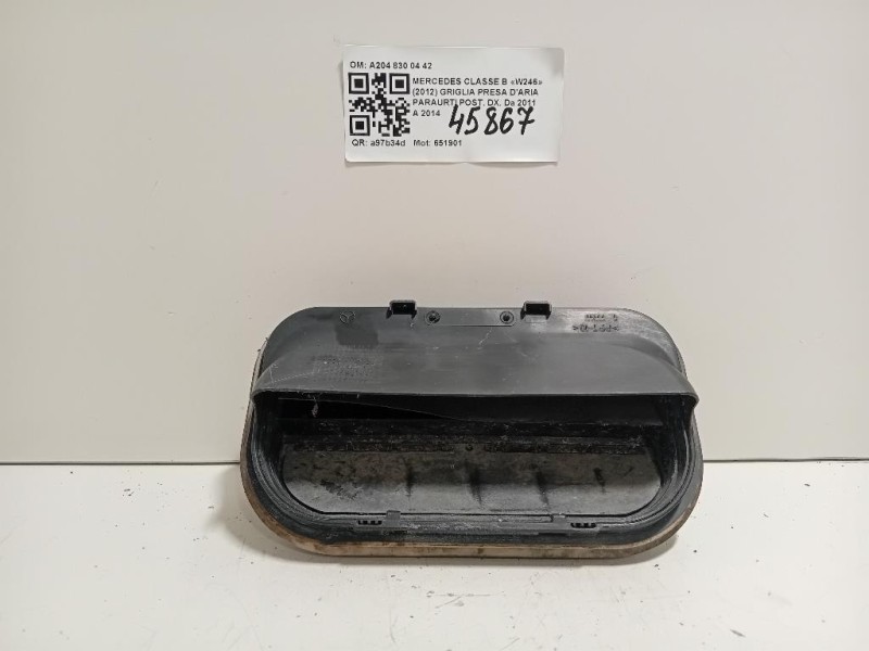 Griglia Presa Daria Paraurti POST DX A204 830 04 42 Mercedes Classe B W246 2012