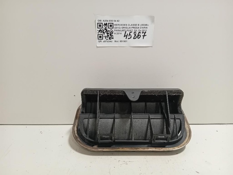 Griglia Presa Daria Paraurti POST DX A204 830 04 42 Mercedes Classe B W246 2012