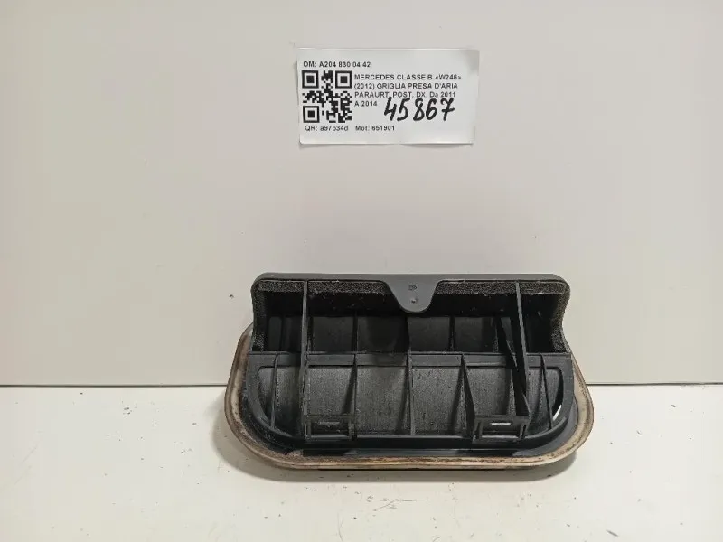 Griglia Presa Daria Paraurti POST DX A204 830 04 42 Mercedes Classe B W246 2012