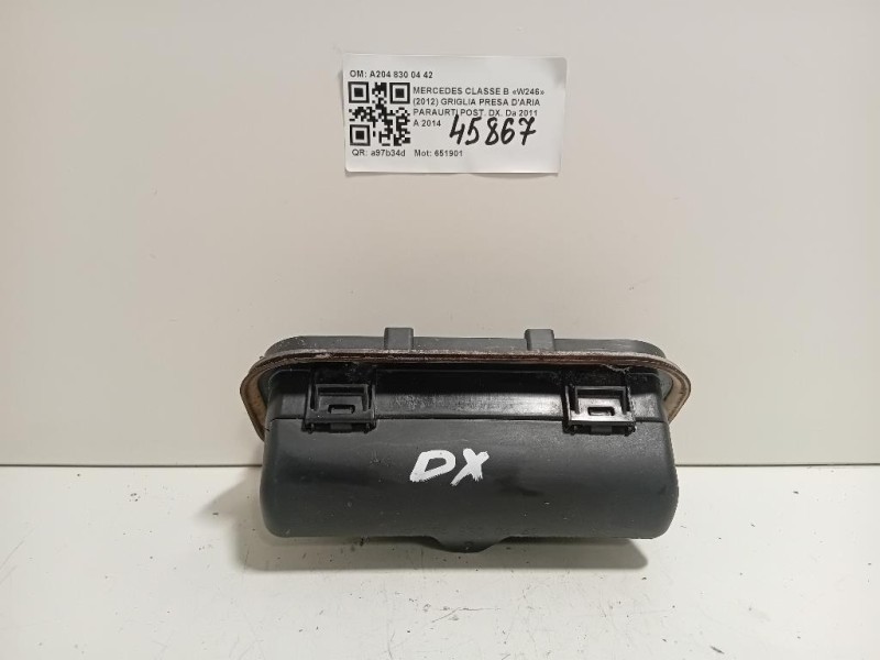 Griglia Presa Daria Paraurti POST DX A204 830 04 42 Mercedes Classe B W246 2012
