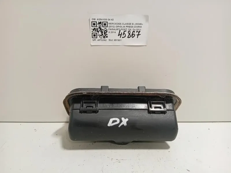 Griglia Presa Daria Paraurti POST DX A204 830 04 42 Mercedes Classe B W246 2012