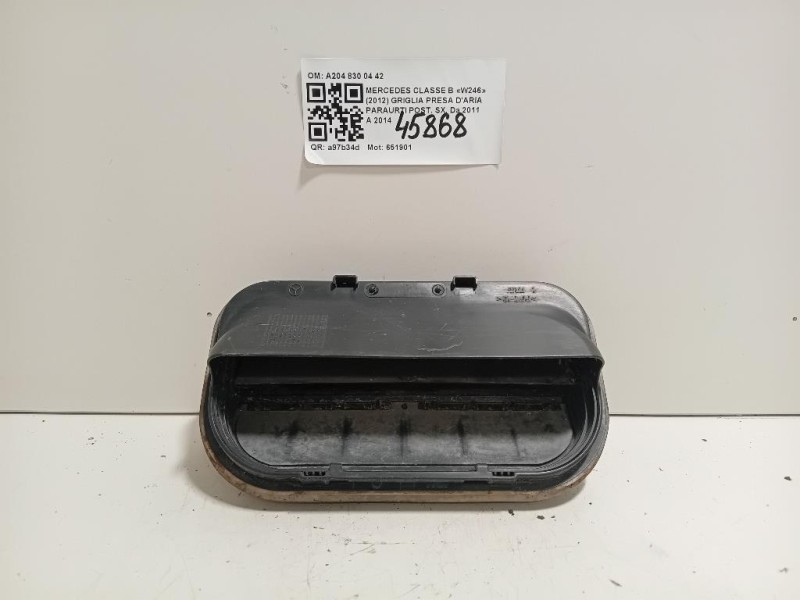 Griglia Presa Daria Paraurti POST SX A204 830 04 42 Mercedes Classe B W246 2012