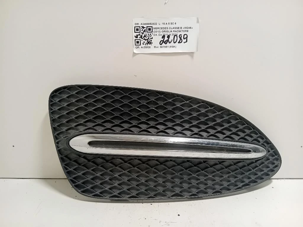 Griglia Radiatore DX A2468852822 Mercedes Classe B W246 2012