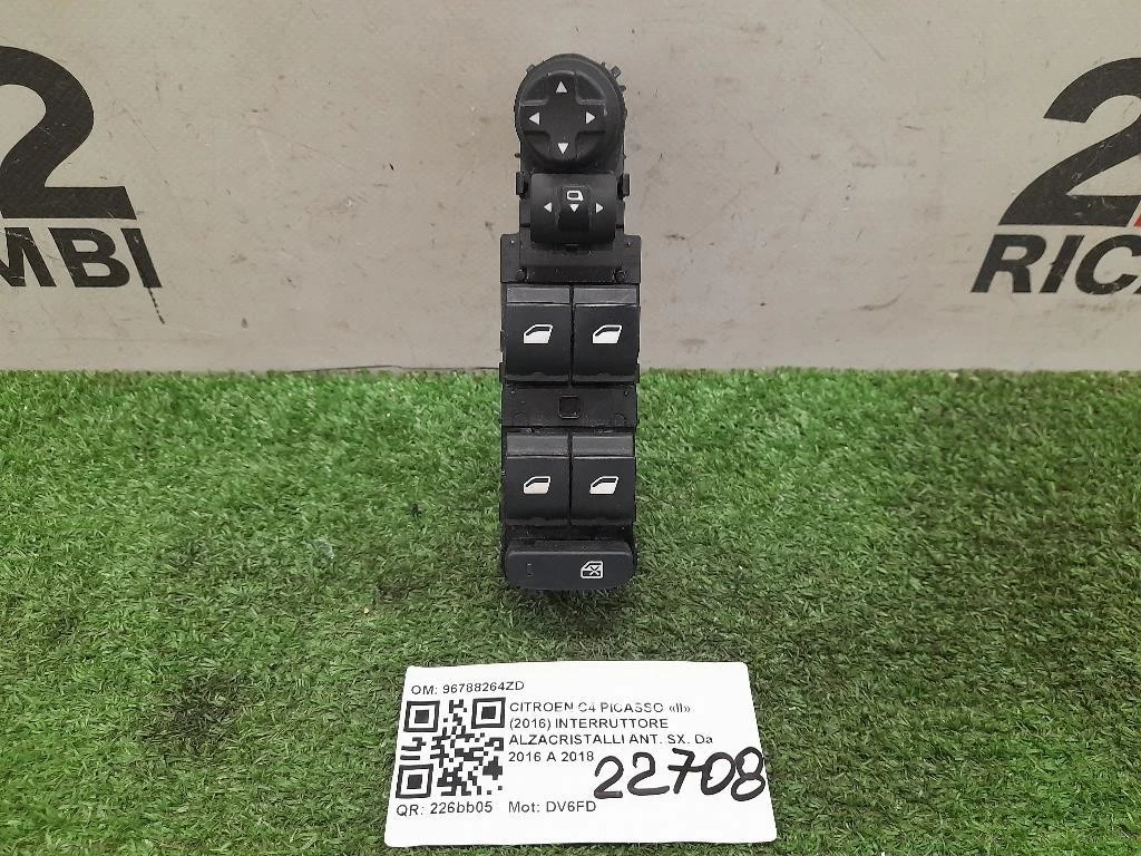 Interruttore Alzacristalli ANT SX 96788264ZD Citroen C4 Picasso II 2016