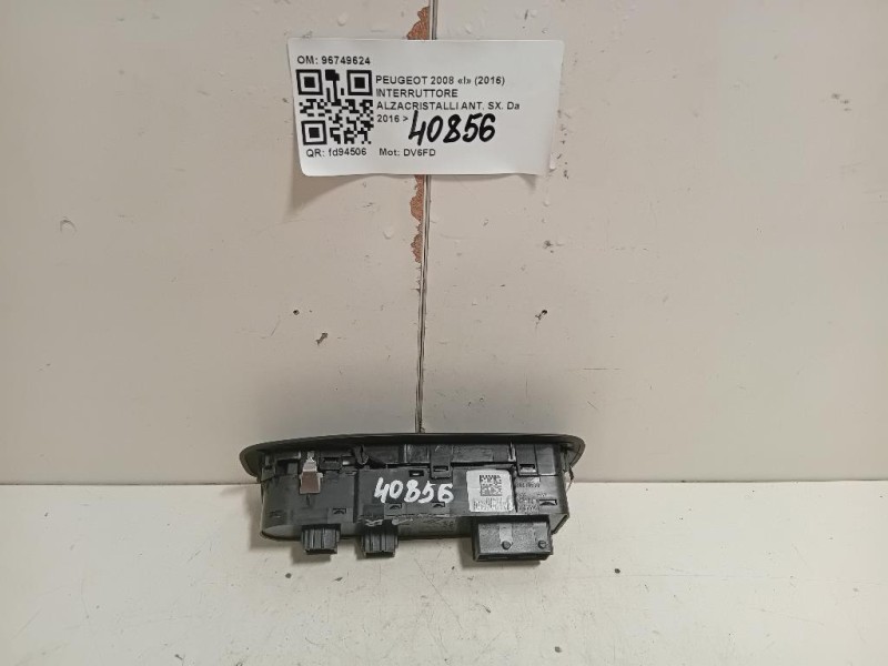 Interruttore Alzacristalli ANT SX 96749624 Peugeot 2008 I 2016