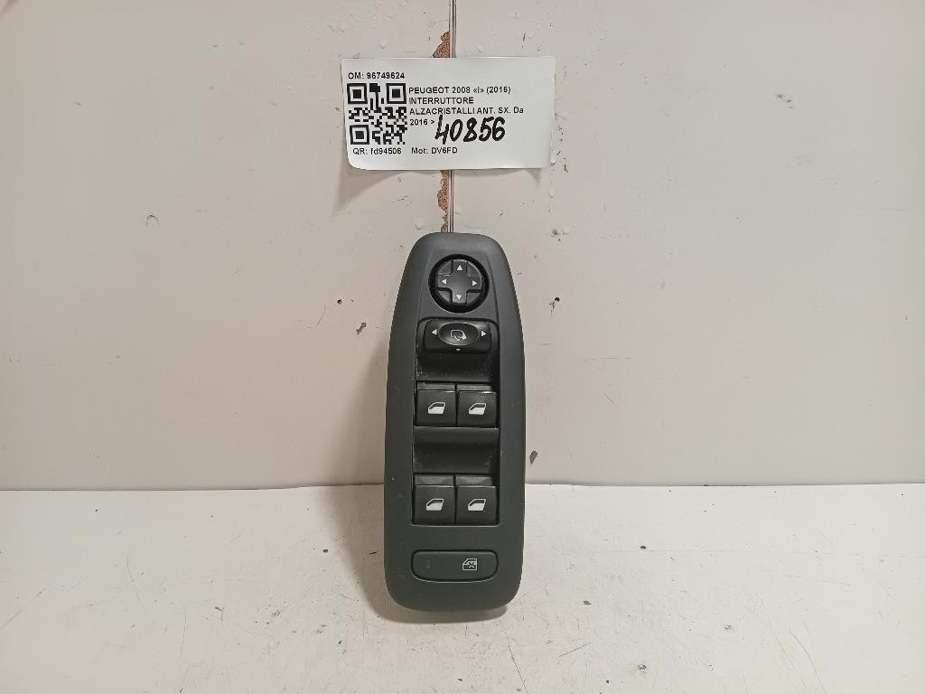 Interruttore Alzacristalli ANT SX 96749624 Peugeot 2008 I 2016
