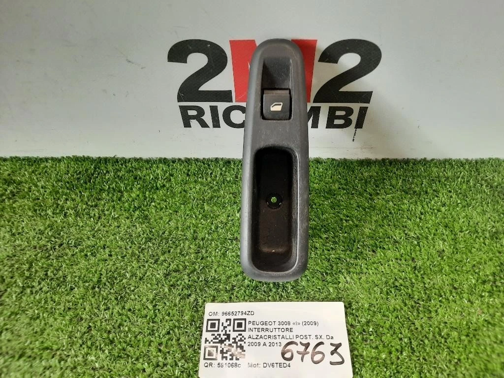 Interruttore Alzacristalli POST SX 96652794ZD Peugeot 3008 I 2009