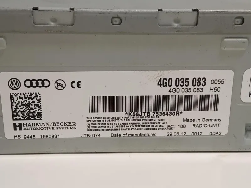 Unità Autoradio 4G0035083 Audi A1 8XA Sportback 2012