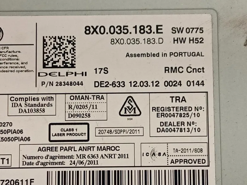 Unità Autoradio 8X0035183 E 8X0035183E NAV GPS Audi A1 8XA Sportback 2012