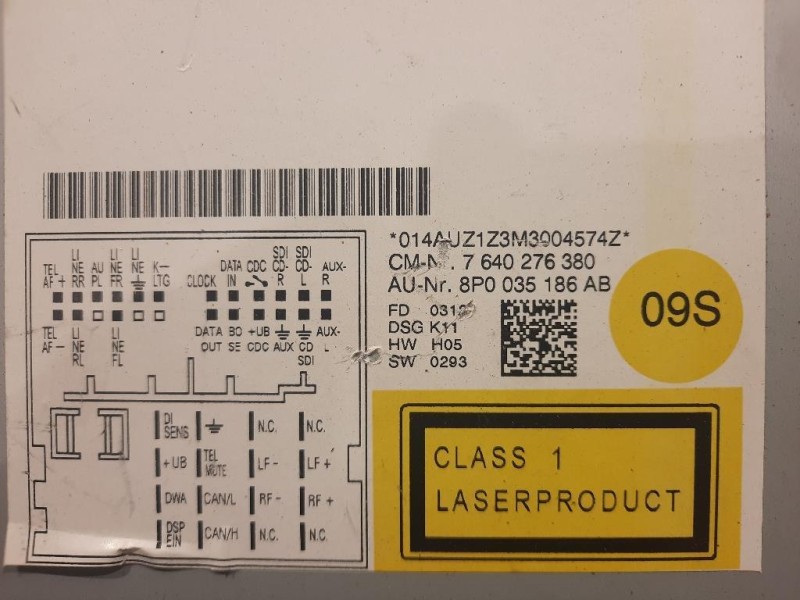 Unità Autoradio 8P0 035 186 AB Audi A3 8P1 2008