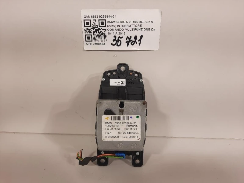 Interruttore Comando Multifunzione 6582 9253944-01 Bmw Serie 5 F10 Berlina 2010