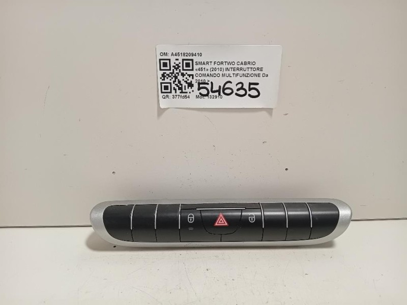 Interruttore Comando Multifunzione A4518209410 Smart Fortwo Cabrio 451 2010