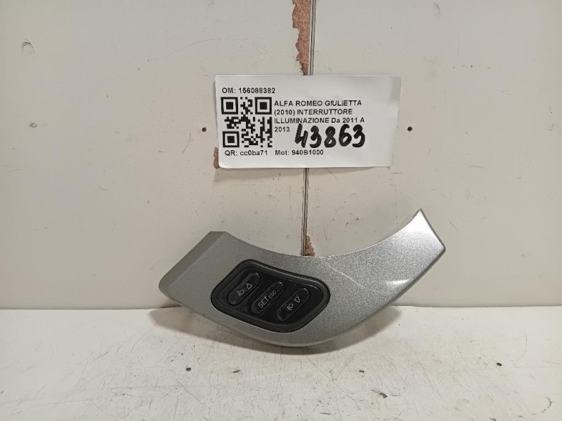 Interruttore Illuminazione 156088382 Alfa Romeo Giulietta 2010