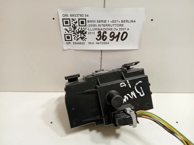 Interruttore Illuminazione 6932792 04 Bmw Serie 1 E87 Berlina 2005