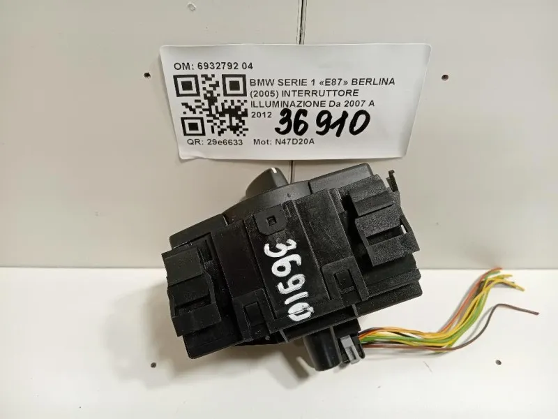 Interruttore Illuminazione 6932792 04 Bmw Serie 1 E87 Berlina 2005