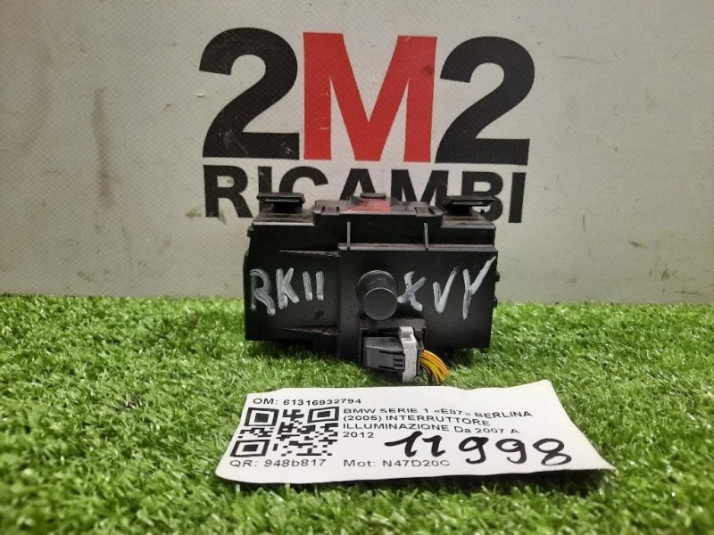 Interruttore Illuminazione 61316932794 Bmw Serie 1 E87 Berlina 2005